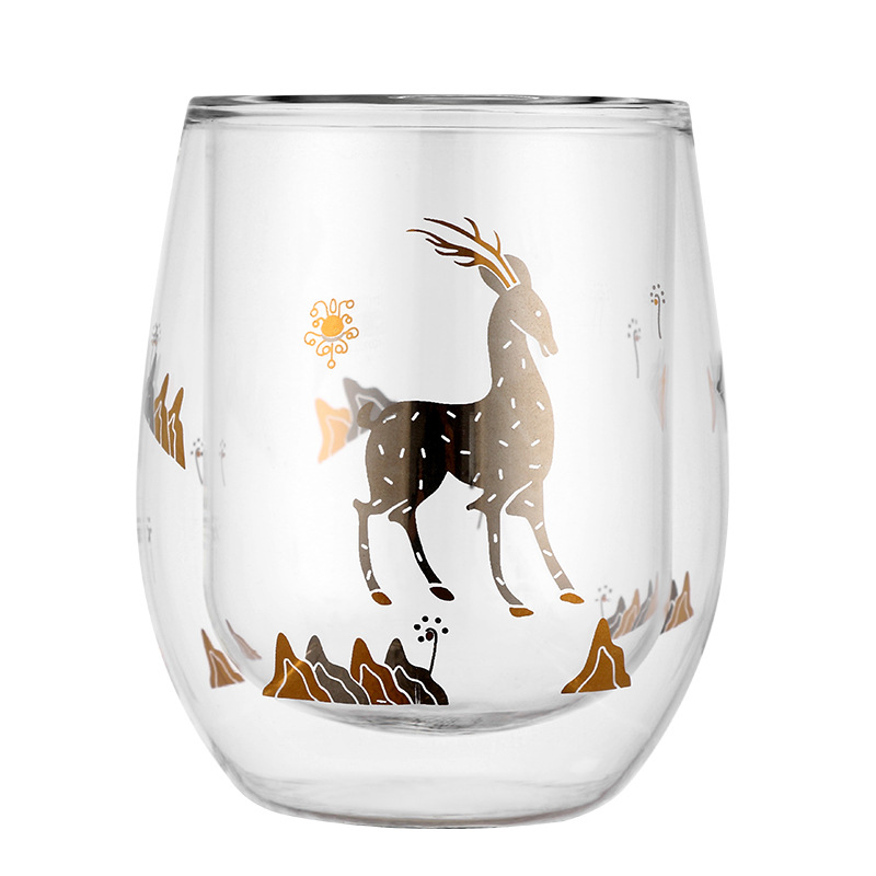 Elk double glass cup