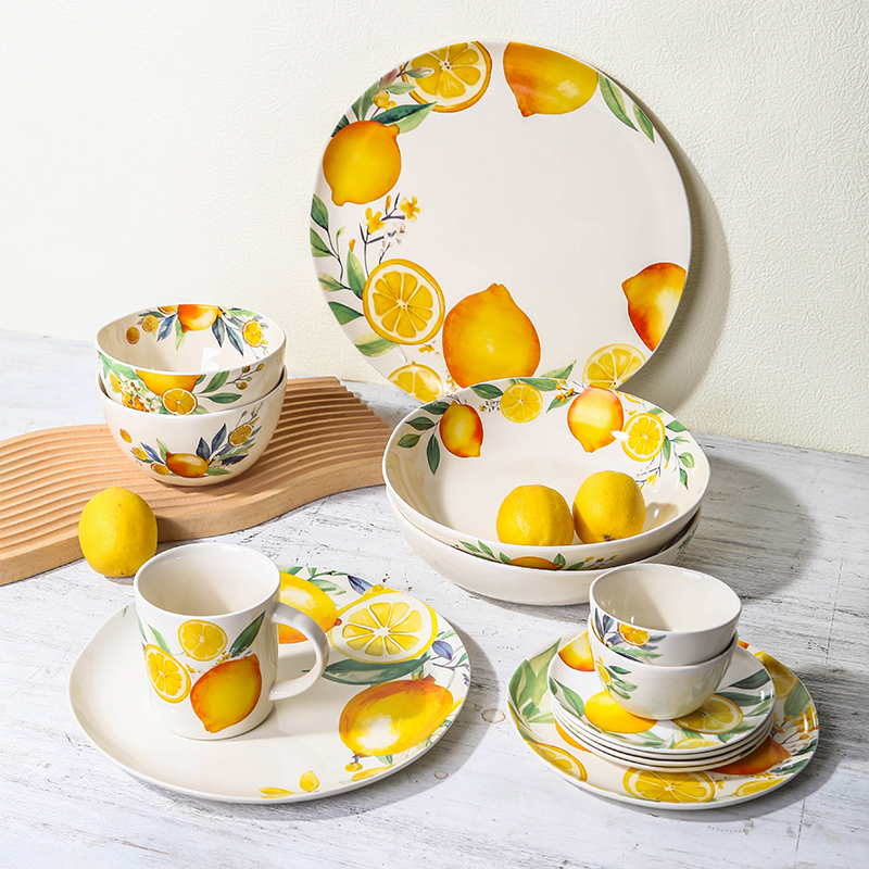 Thin edged series tableware with lemon pattern
