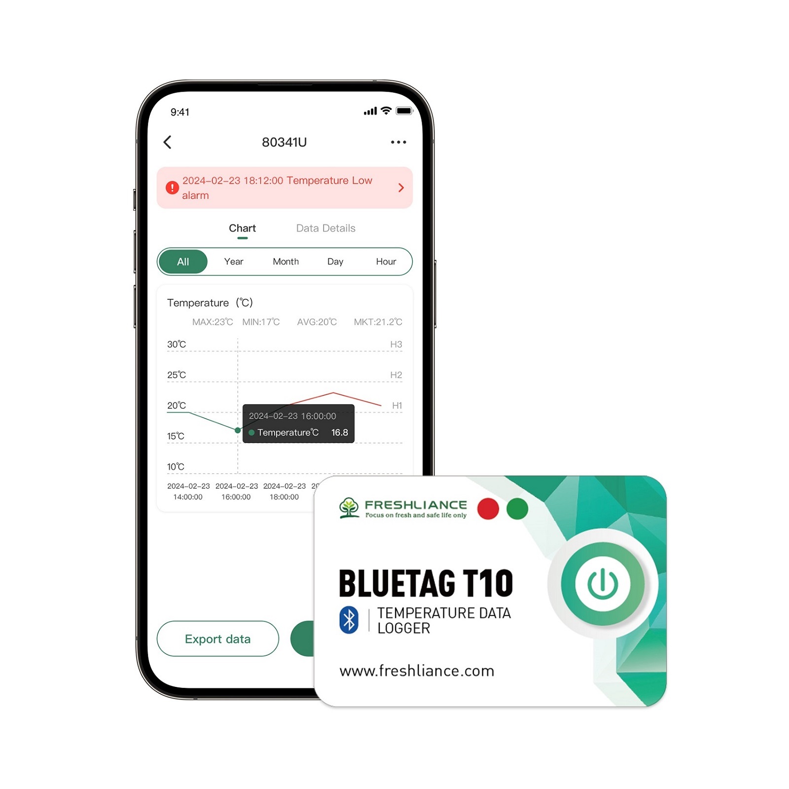 BlueTag T10 HACCP Bluetooth Temperature Data Logger Recorder