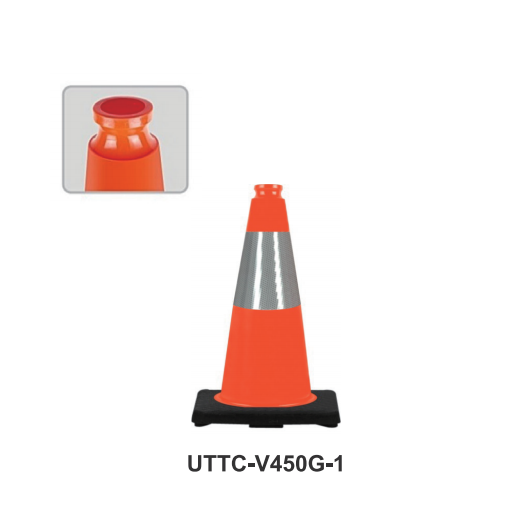 Reflective Collar Traffic Safety Cones for Roadway with Heavy Duty Black Base
