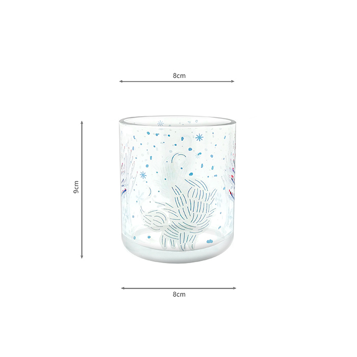 Printed transparent glass wax cup