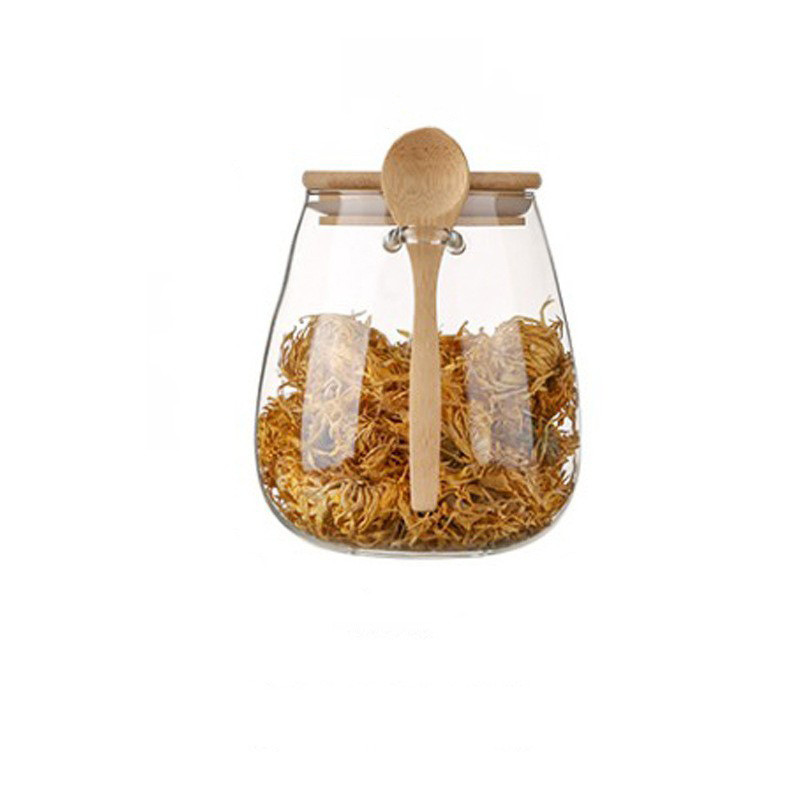 Glass condiment jar with spoon