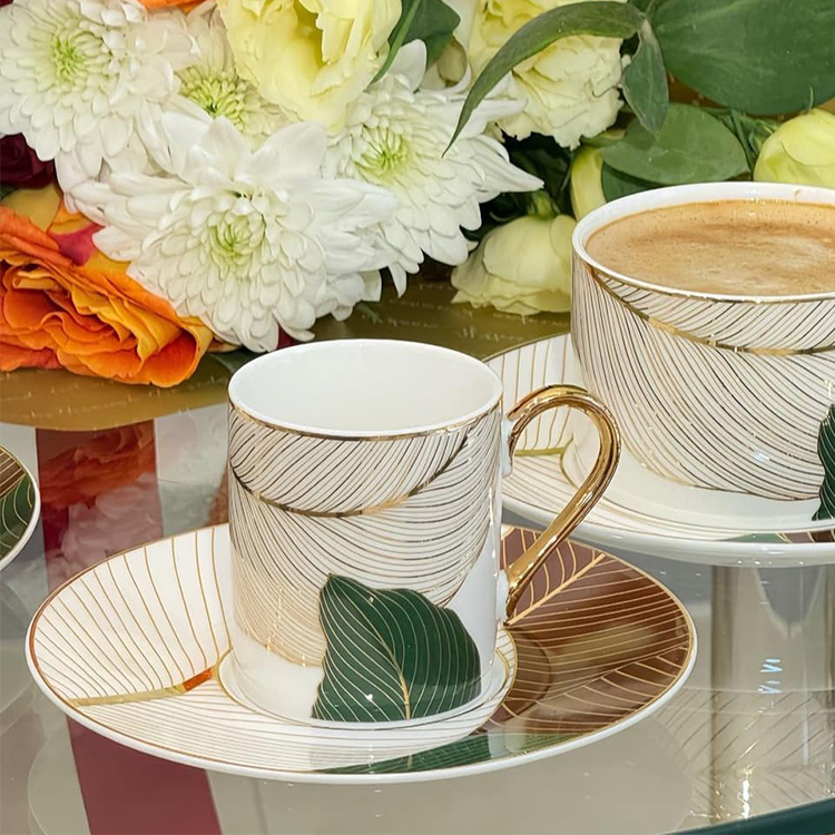 New Design 90cc Ceramic Arabic Turkish Coffee Cup And Saucer Set,Espresso Coffee Cup Sets of 6pcs