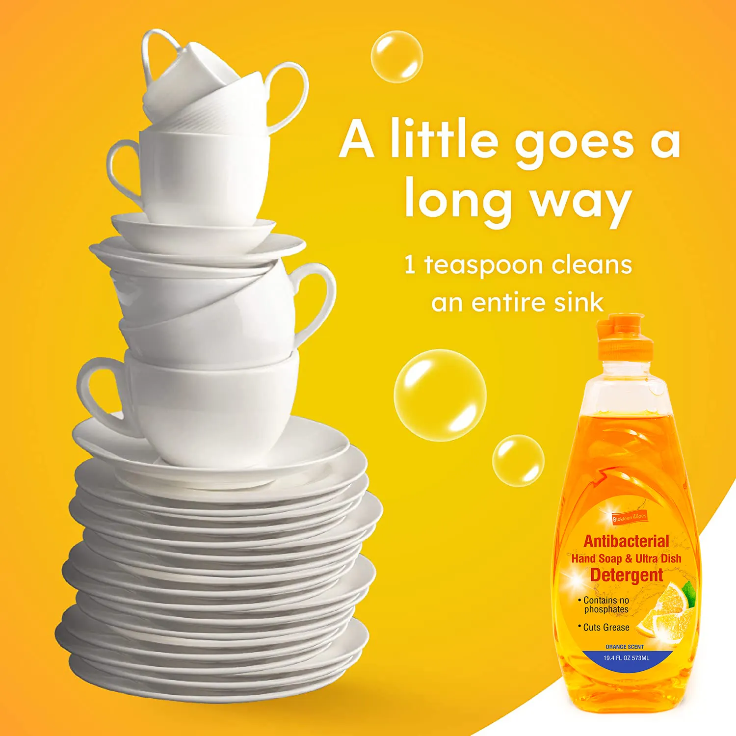 Biokleen Custom 19.4Fl Oz 573ML Lemon Orange Scented Dishwashing Liquid Dish Soap Detergent