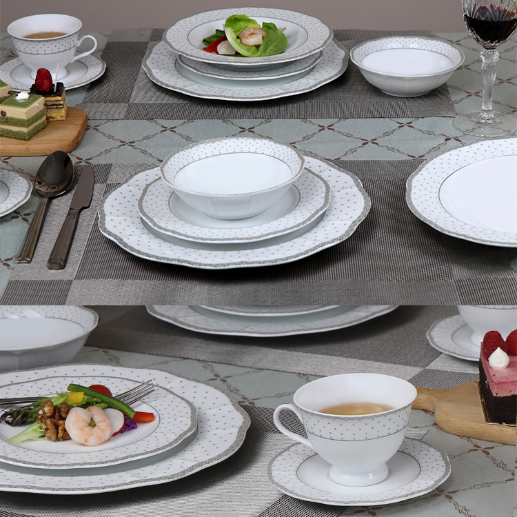 Customized Design Ceramic Dinnerware Set, Hotel Restaurant Fine Porcelain Tableware Dinner Set