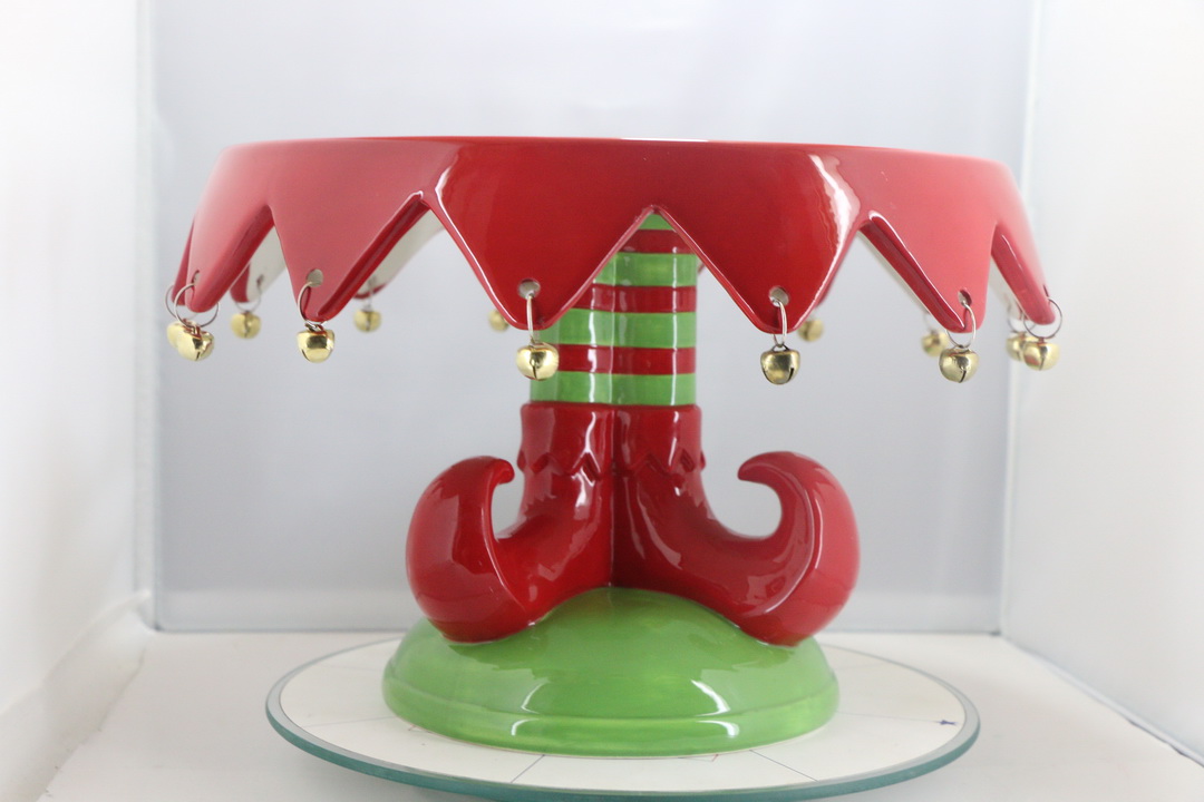 Christmas decoration, red candy dish, candlestick decoration, ceramic crafts