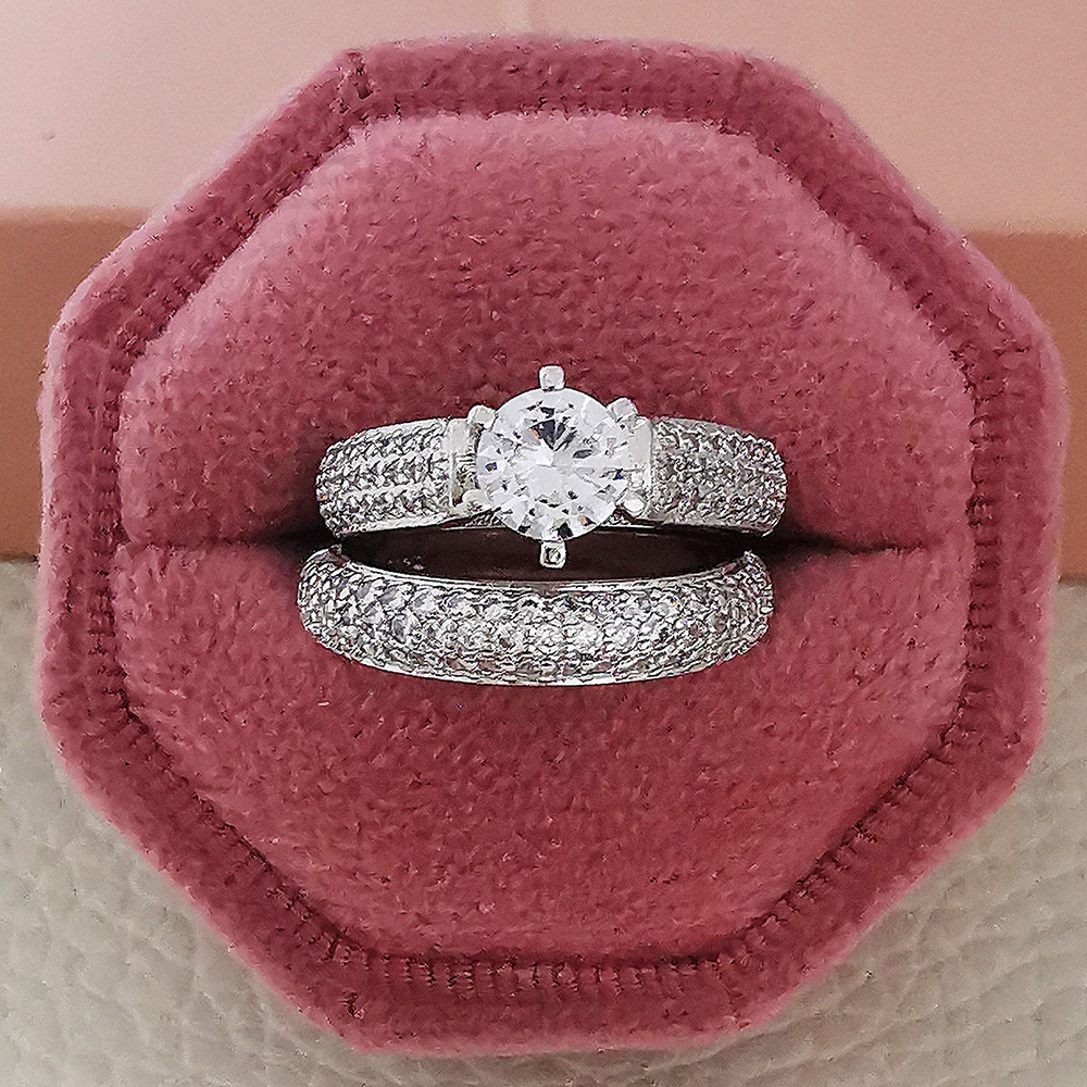 New Design Premium Luxury Round Full Diamond Geometric Ring Combo Rings