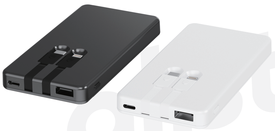 4000mAh power bank with two built-in cables