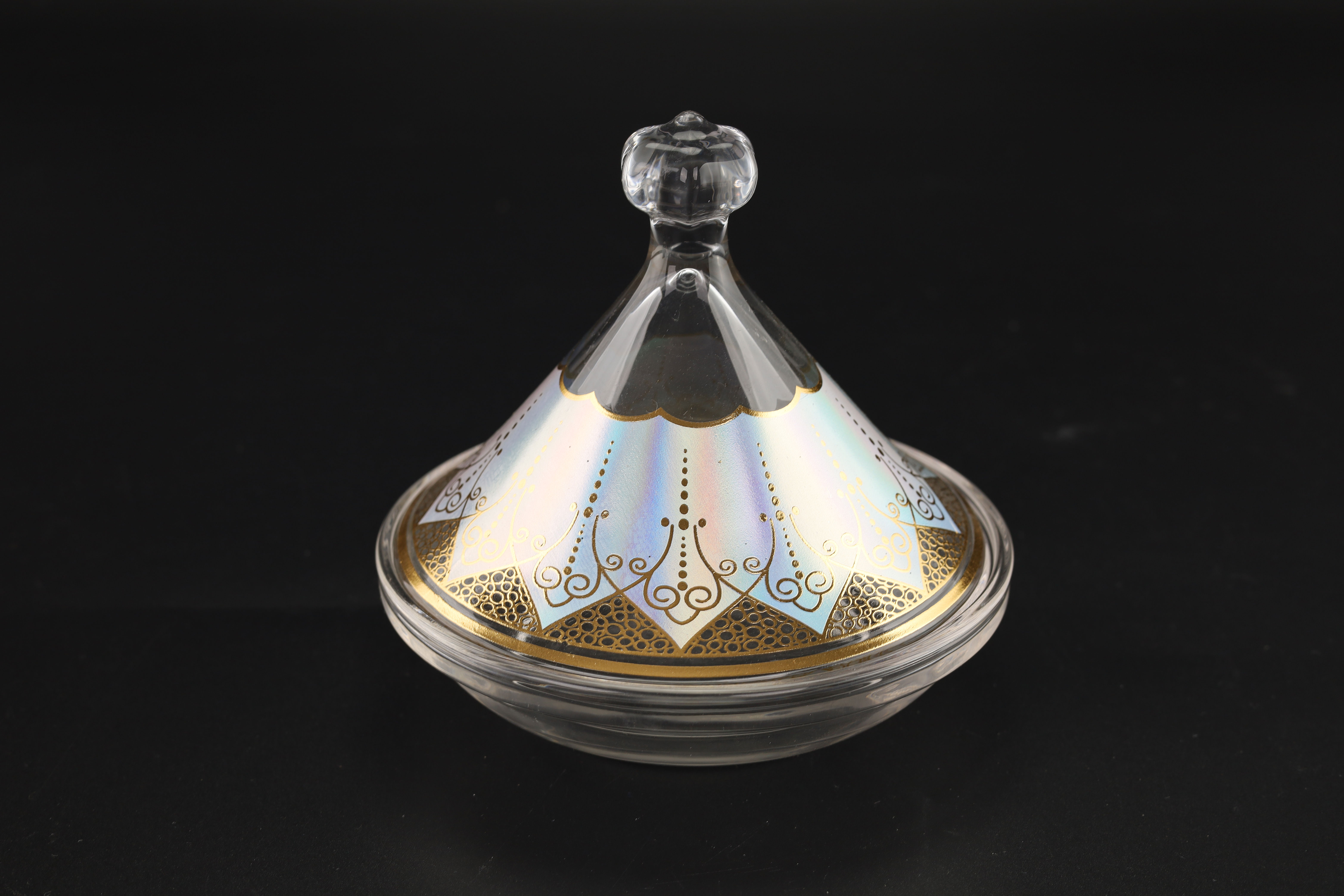 Custom Glass Tajine Moroccan Mini Tajine Arabic Style gold glass Tajine