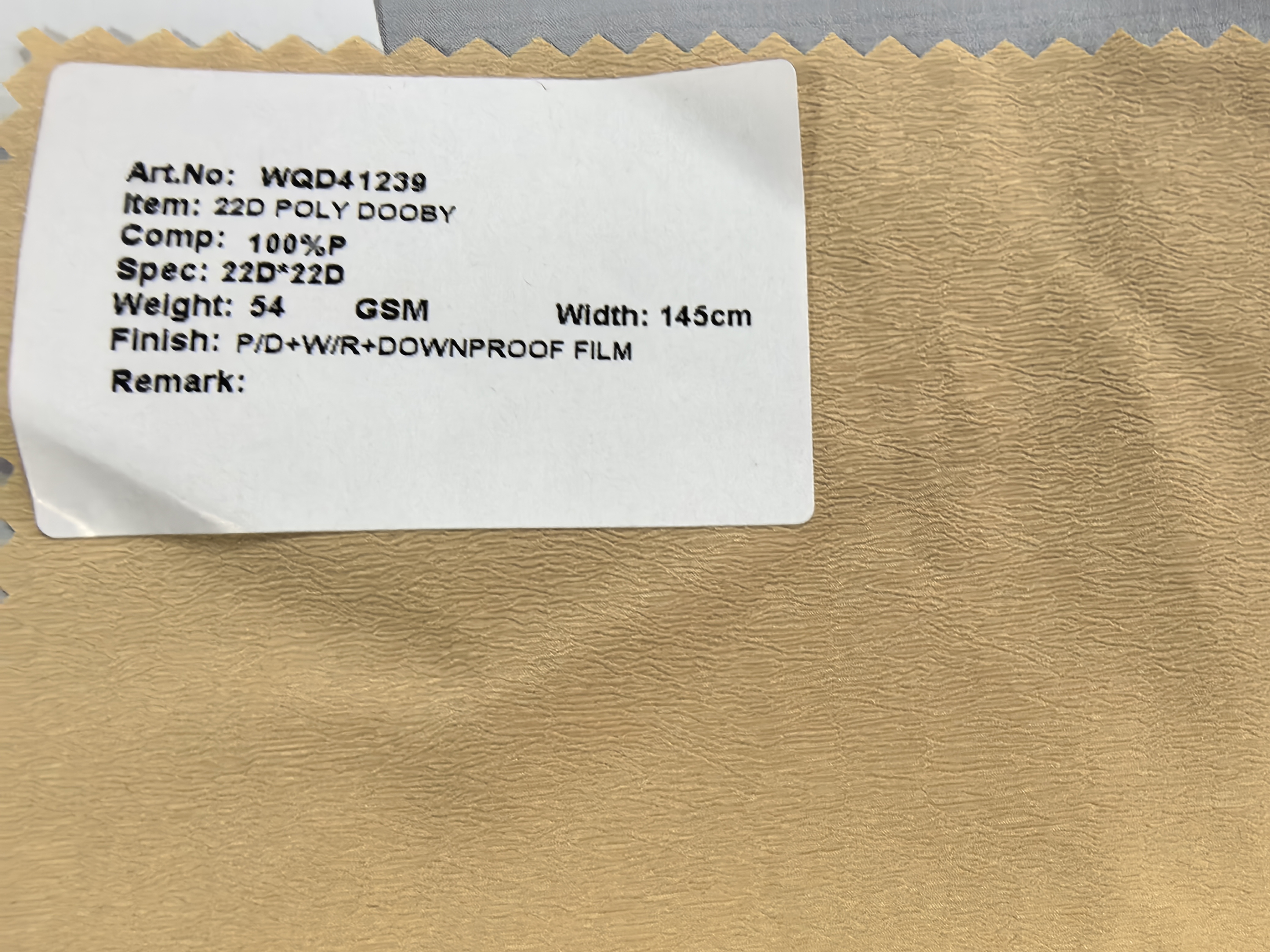 Poly dobby downproof fabric