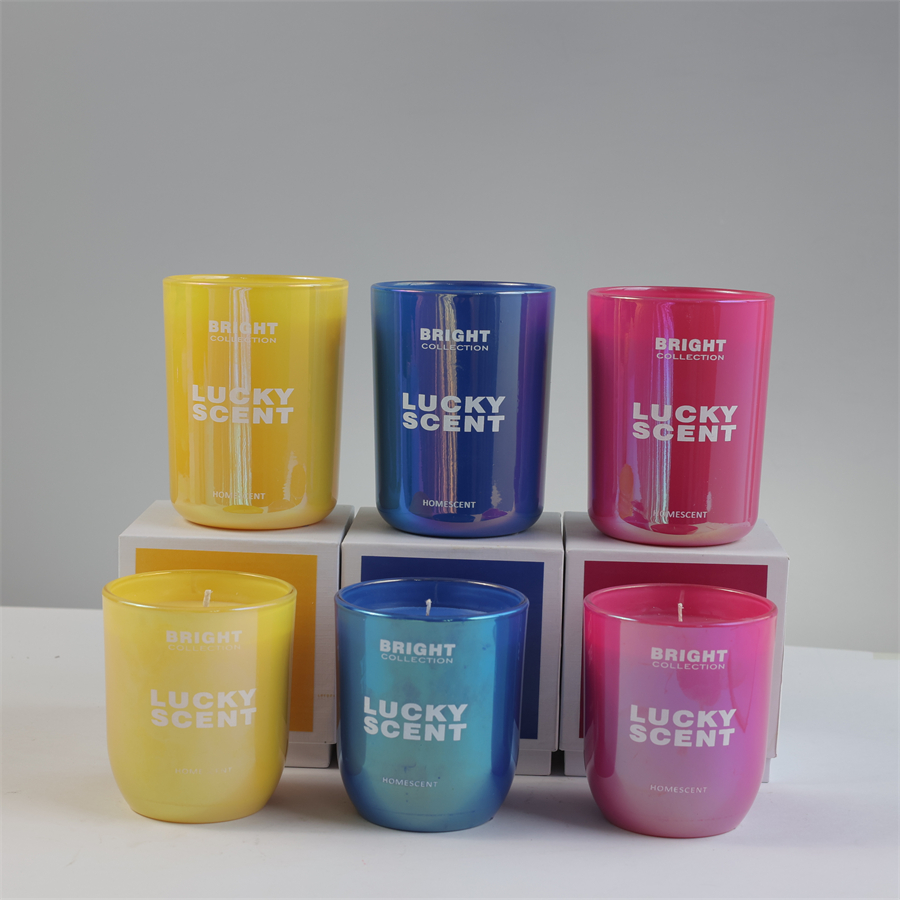 Custom colored wax printed glass candles soy wax candles
