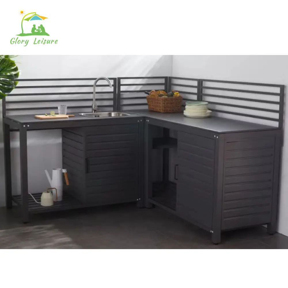 Outdoor Kitchen Cabinet Set Simple Design Garden Furniture of Aluminum