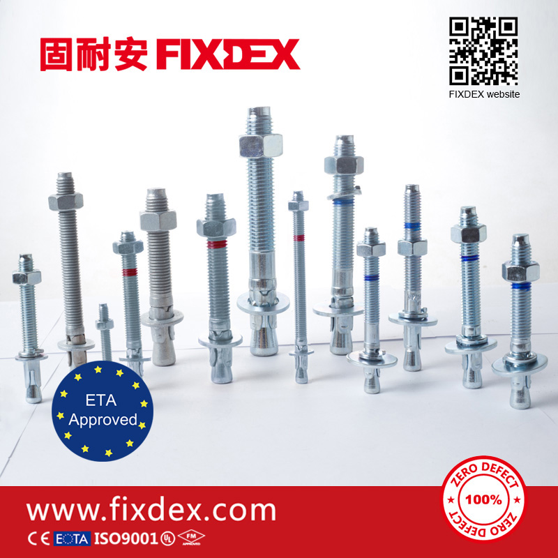 Wedge anchor through bolt (thru bolt) ETA approved FIXDEX wedge anchor bolt manufacturer