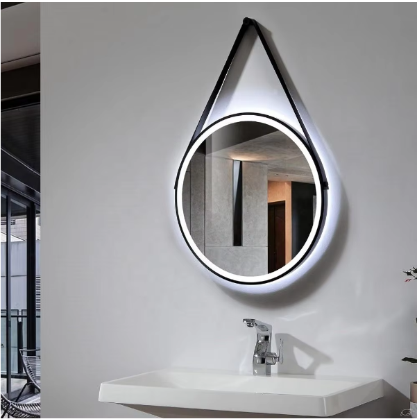 Modern round Smart LED Makeup Mirror with Anti-Fog Backlit Touch Sensor IP44 Metal Frame
