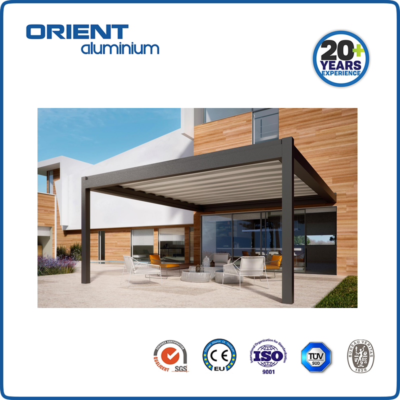 2025 HOT Sale Cherper Outdoor motorized aluminium louver pergolas retractable pergola for sun shade