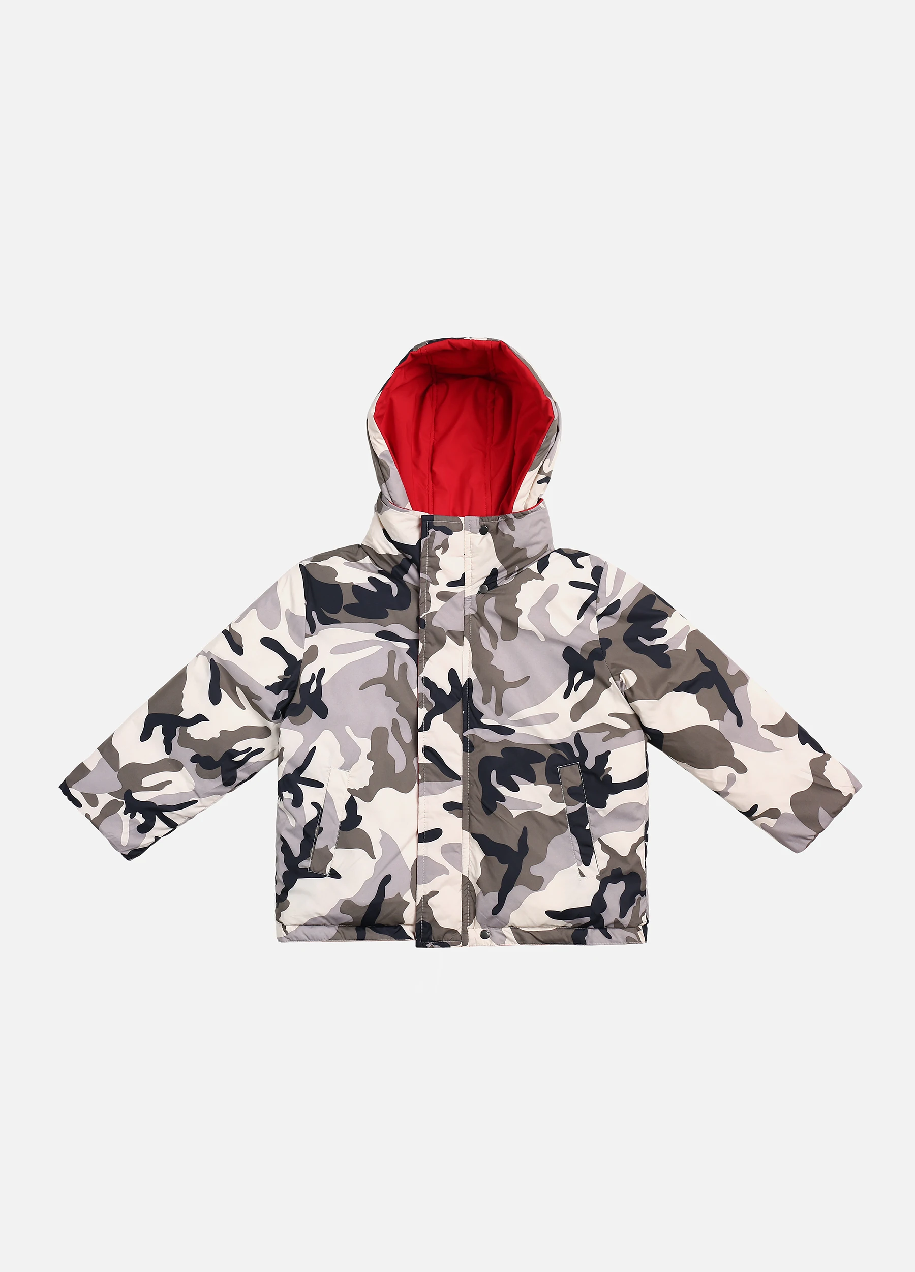 Boys' Camo Print Zip Double Sided Plus Velvet Coat