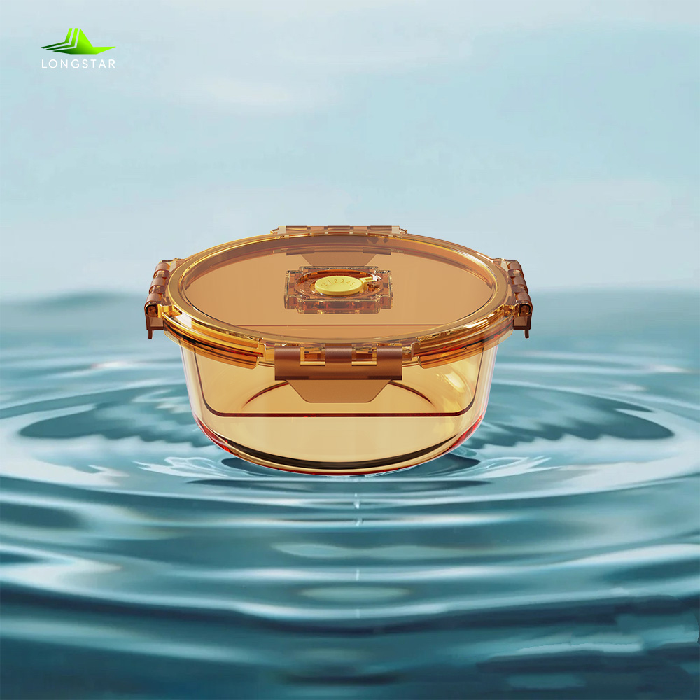 Luxury amber glass containers for food storage amber borosilicate glass lunch box kitchen container