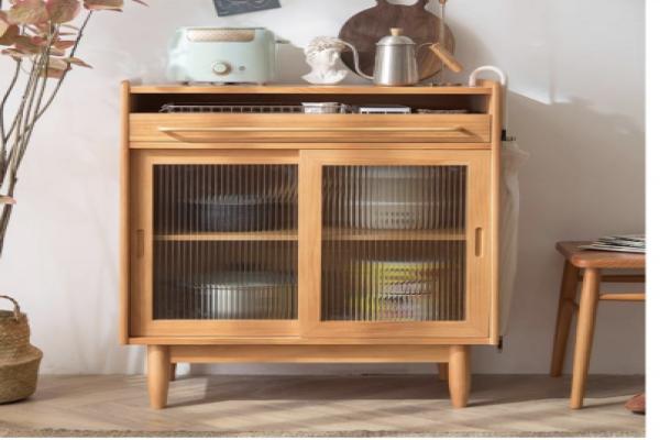 Japanese solid wood glass sideboard