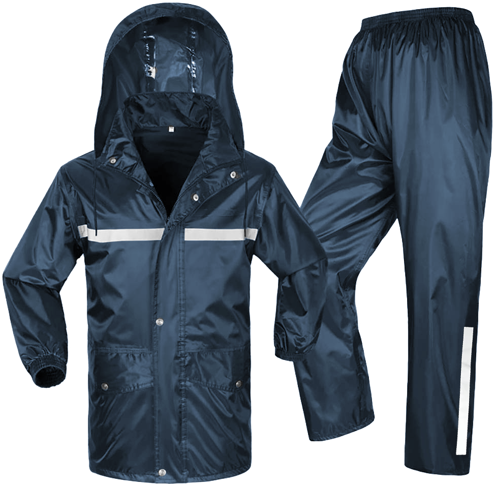 Reflective raincoat jacket trouser suit