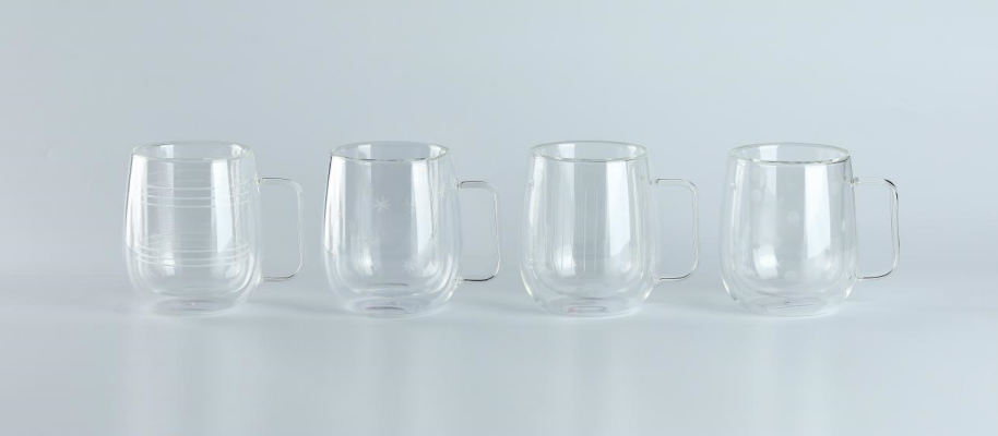 Double Wall Glasses With Cutting Design Inside