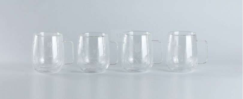 Double Wall Glasses With Cutting Design Inside