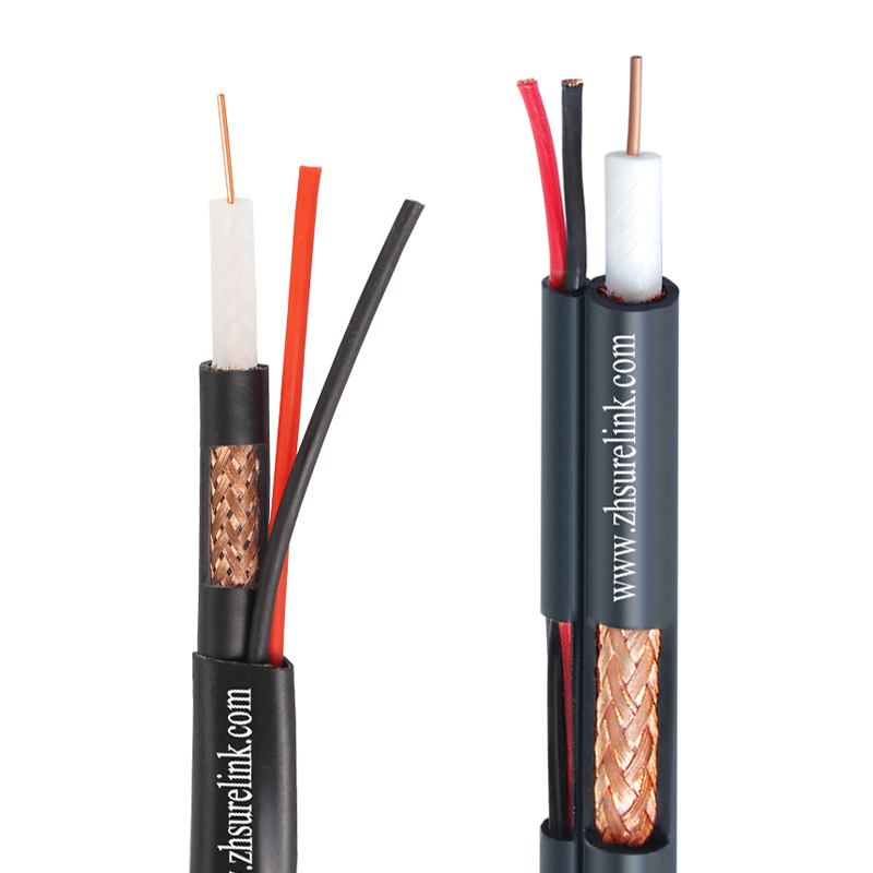 CATV/CCTV/Satellite TV Shielded Coaxial Cable with 2 Power Combo Camera rg6 rg11 rg58 rg59 rg174