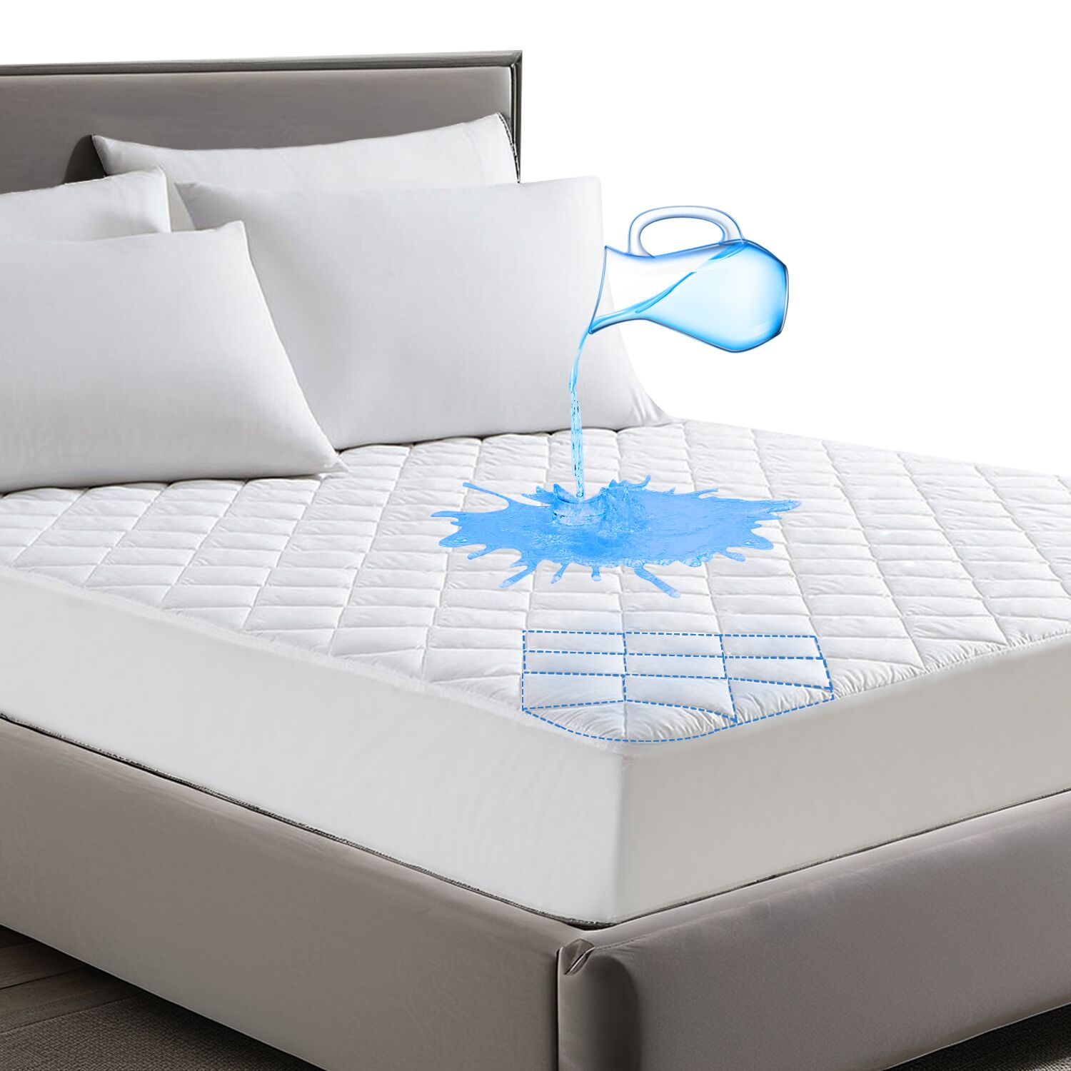 extra deep waterproof mattress protector solid quilted mattress covers for double bed king size