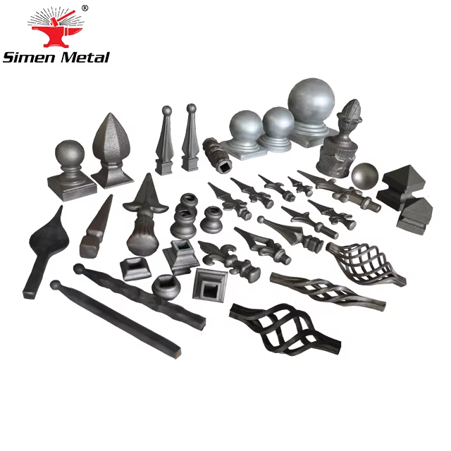 Wrought iron spear heads forged peaks and rail heads decorative wrought iron components