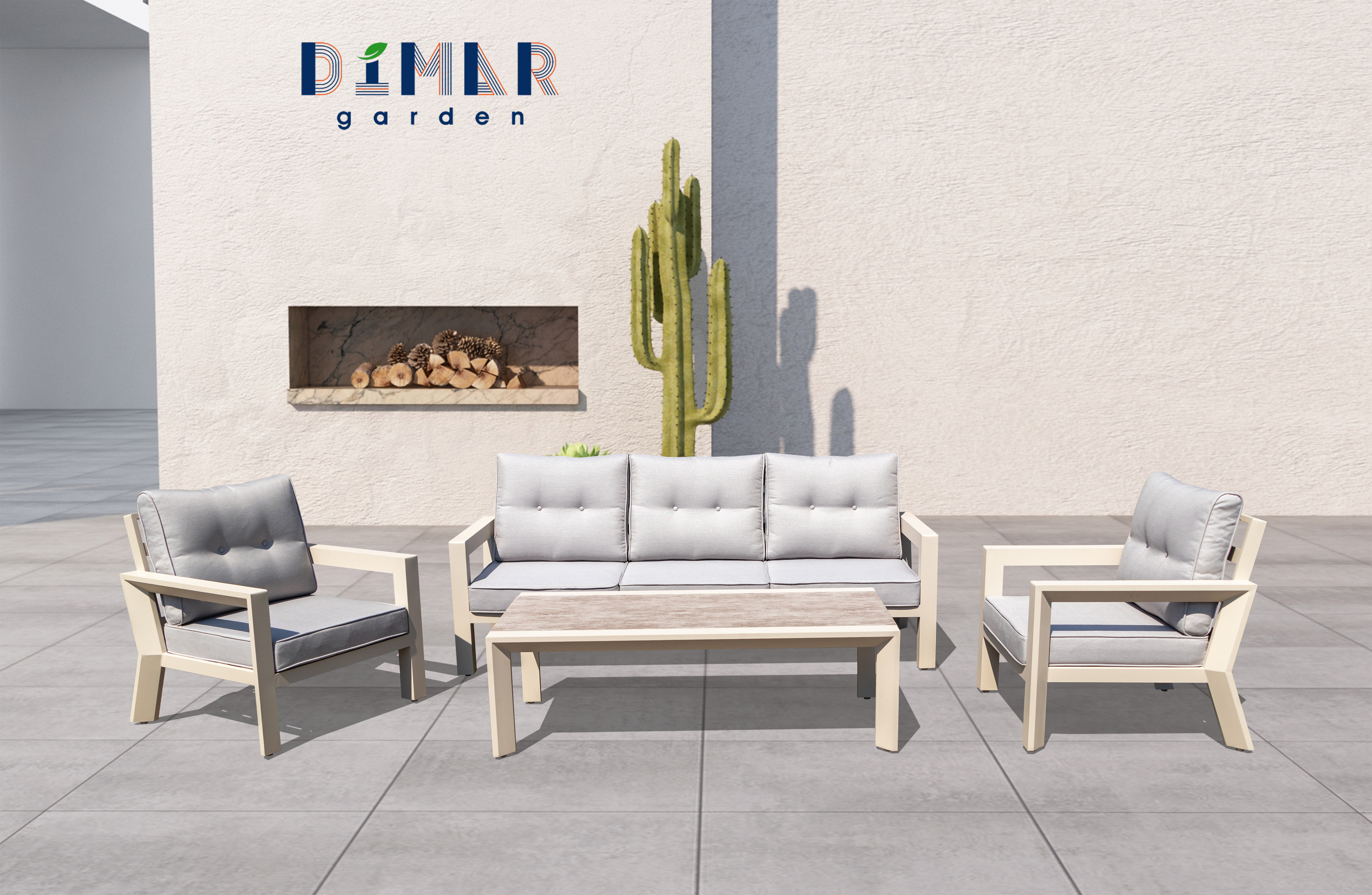 Combusa outdoor aluminum sofa set, 4 piecese patio conversation sofa set with coffee table