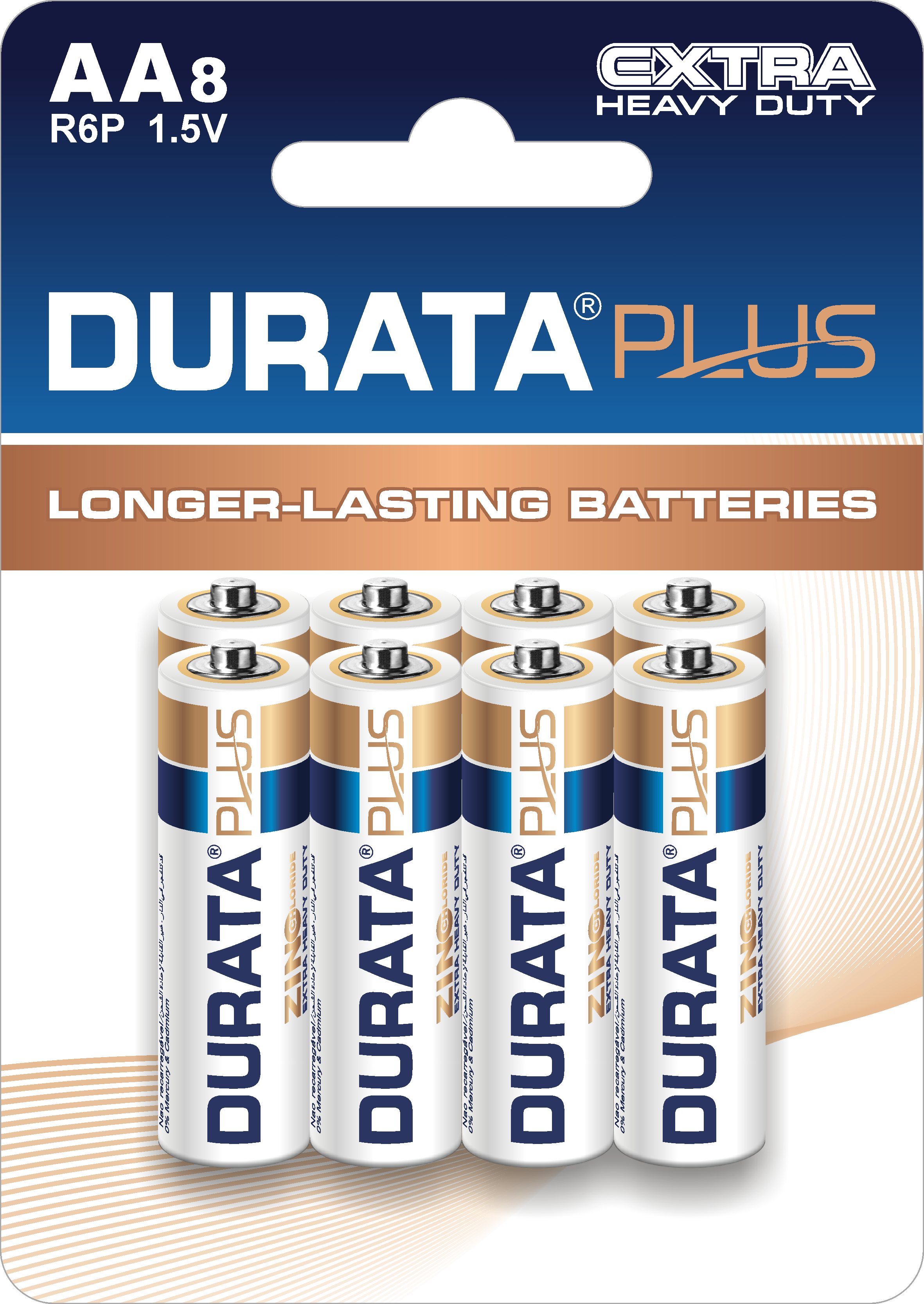DurataPlus Extra Heavy Duty Zinc Carbon Dry Cell Battery AA Size R6P 1.5V (703-B8-48)