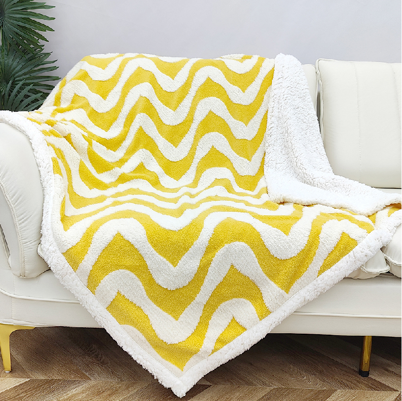 Cation jacquard sherpa blanket