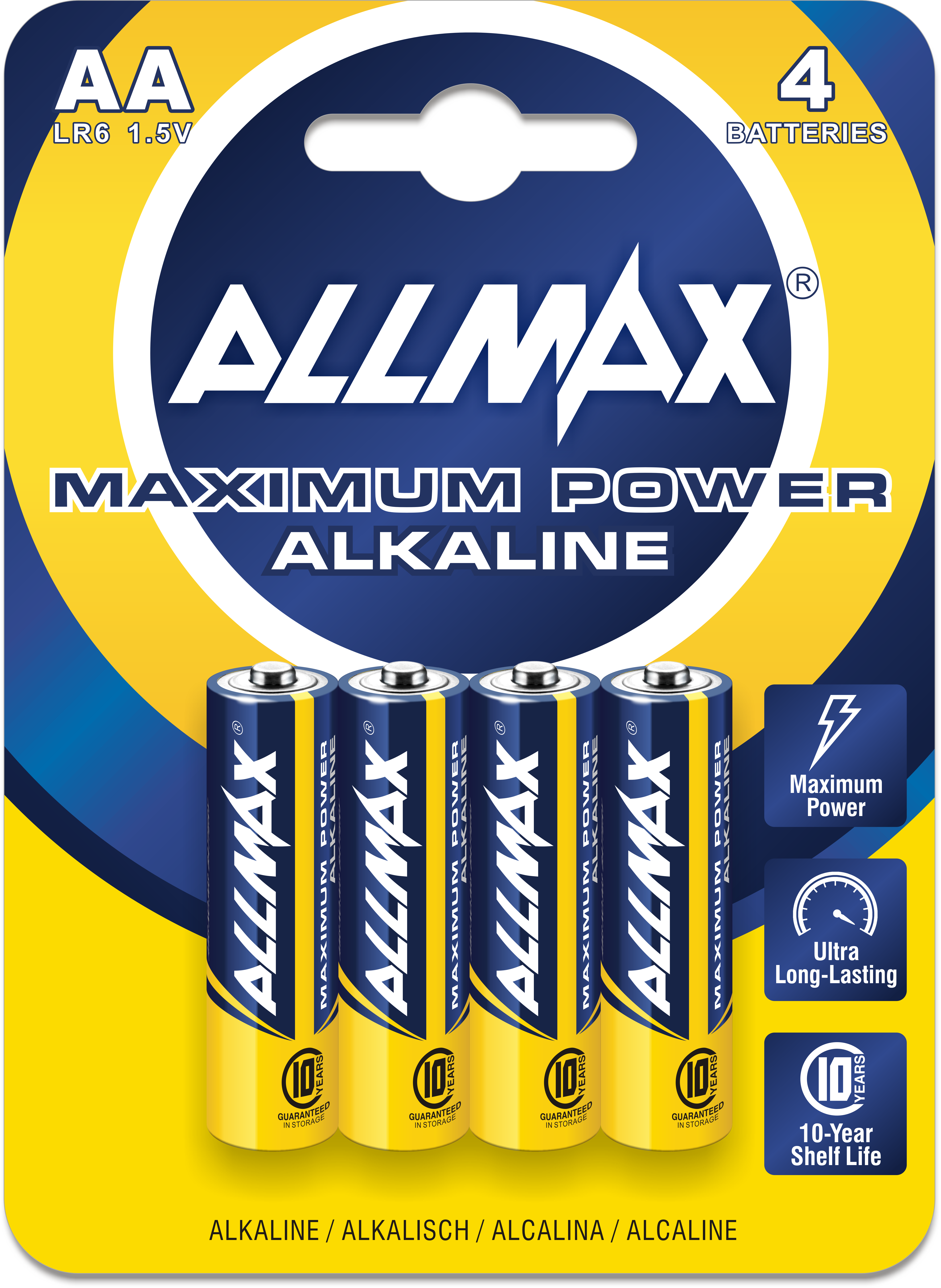 Allmax AA Maximum Power Alkaline Batteries LR6 1.5V (903-B4-48)