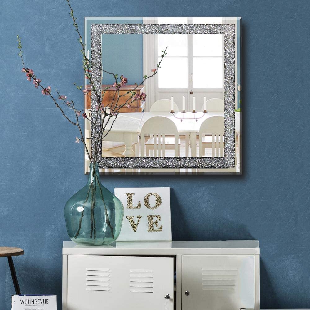 Wall Mirror with Crushed Diamond Frame