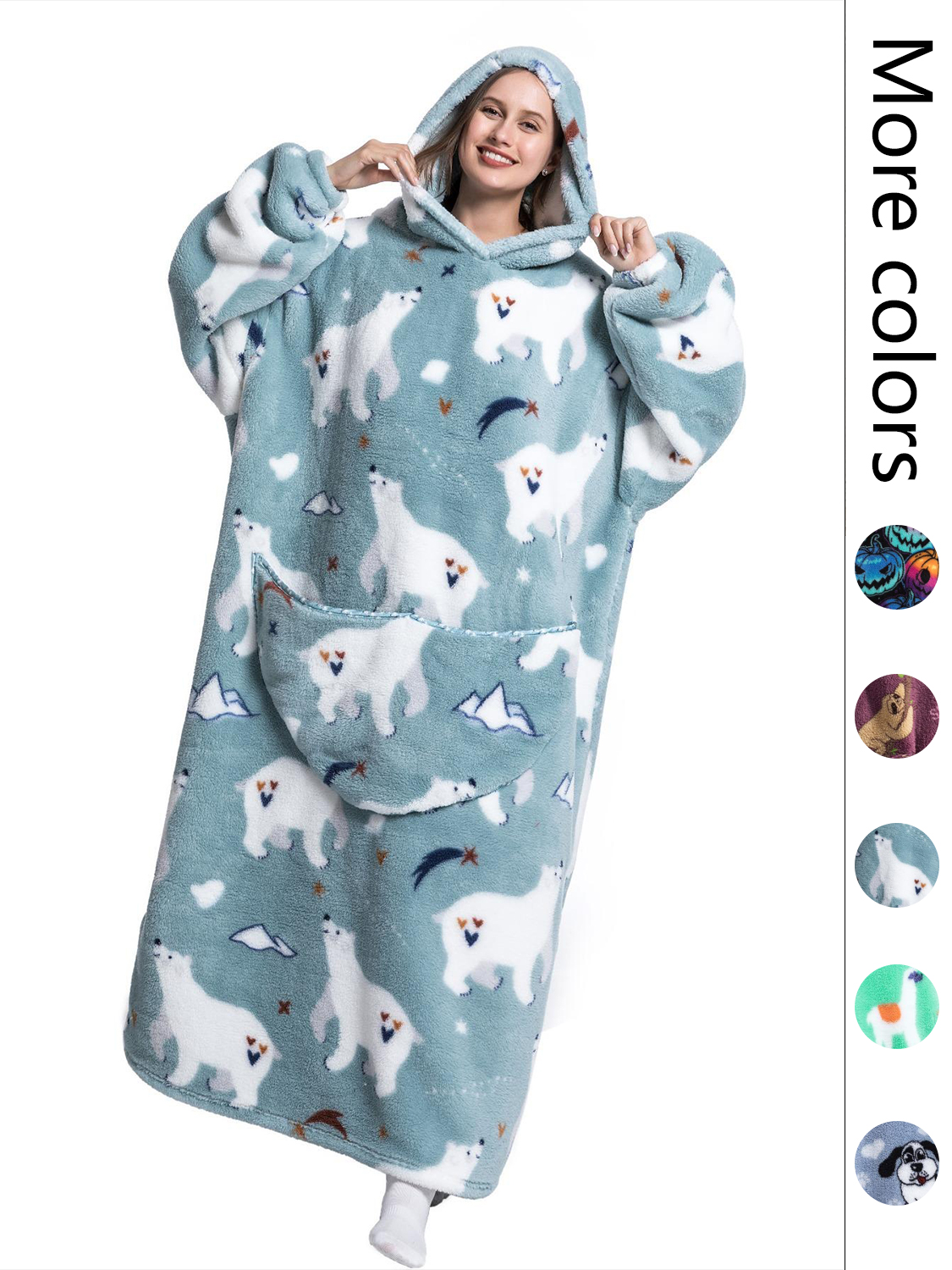 Oversized Blanket Hoodie - Sherpa Fleece Wearable Blanket for Unisex Adult Women Men