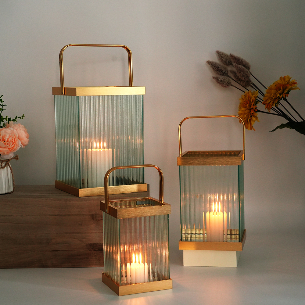 Set of 3 aluminium lantern