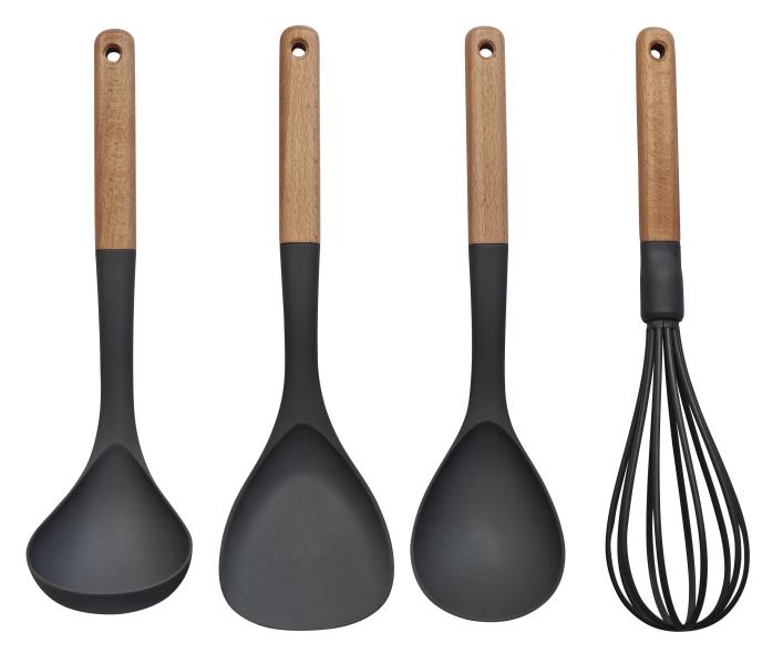 4 pcs nylon / beech wood kitchen tools