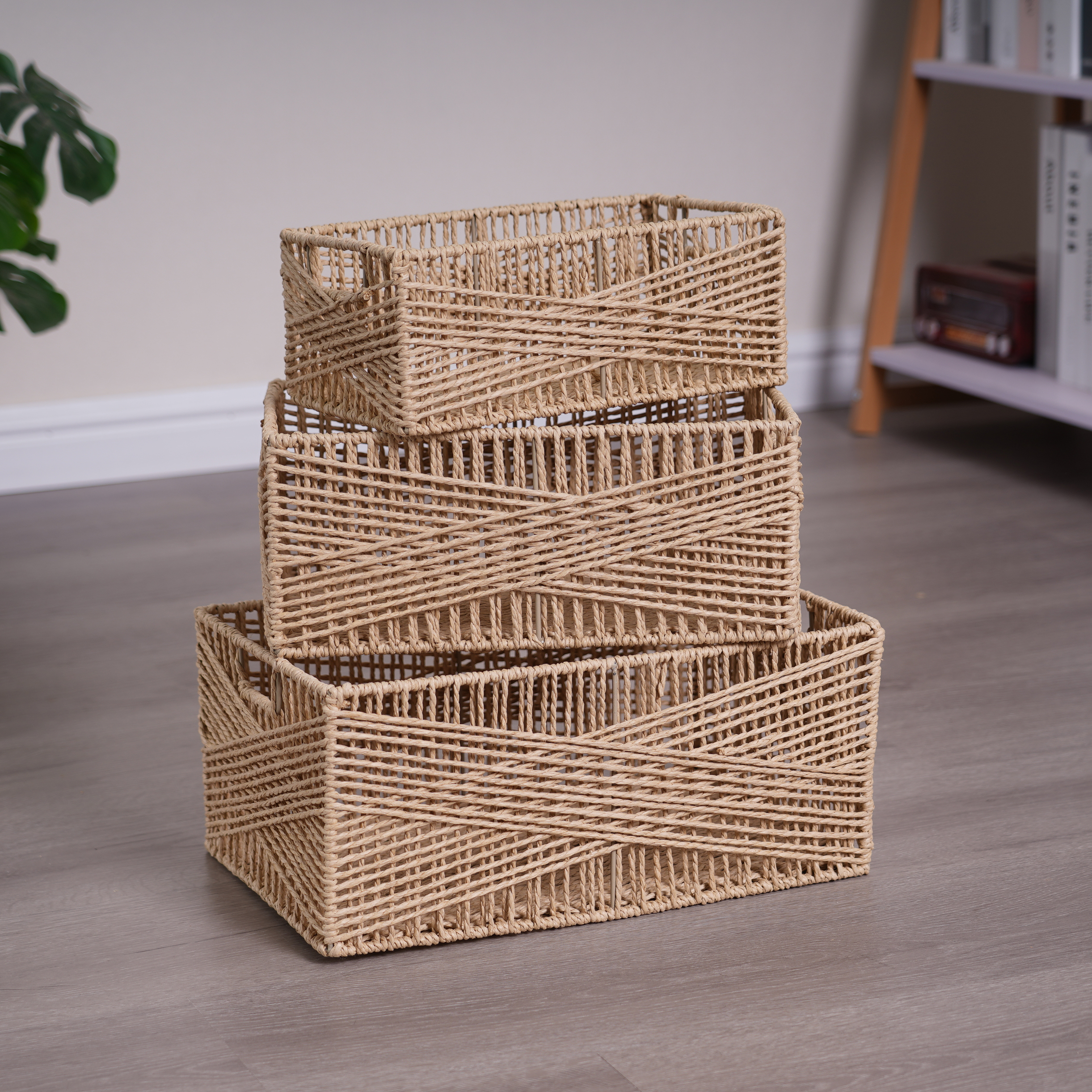 S/3 Twisted Paper Basket