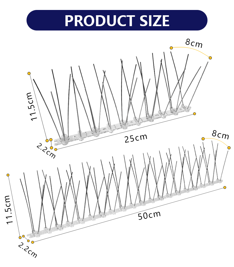 Plastic base stainless steel bird spike, anti bird spike