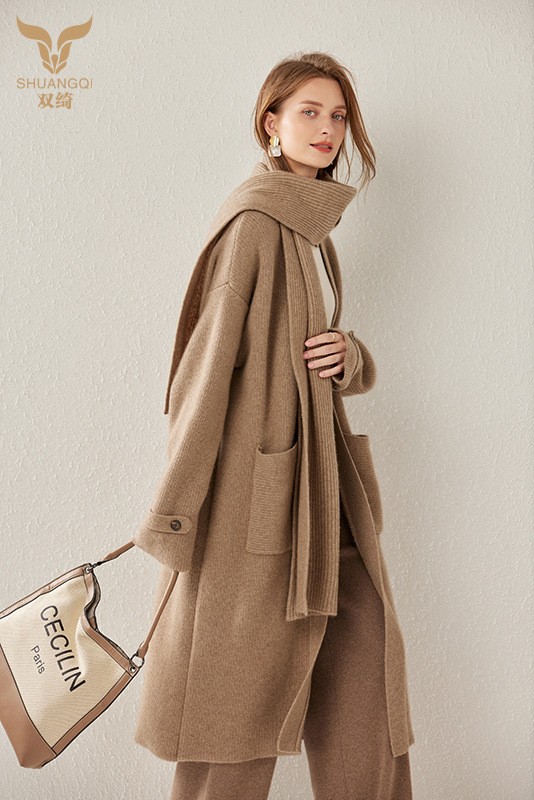 SHUANGQI Thick Coat, Versatile and Stylish Long Cardigan