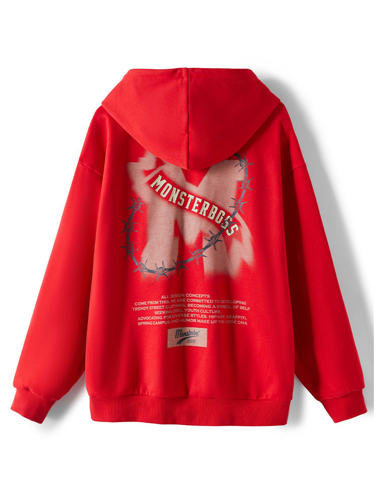HuiliThickCottonVintageSunfadedWashed Unisex Hoodie Custom Zip Up MenDistressedLogoEmbroideryPatched