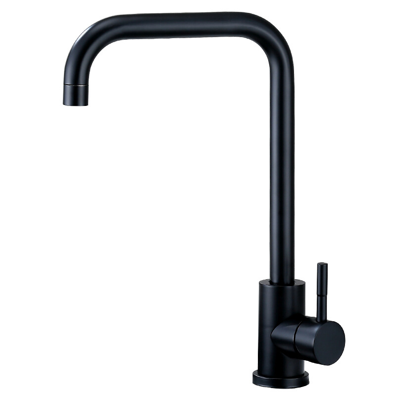 304 stainless steel black kitchen hot and cold water faucet