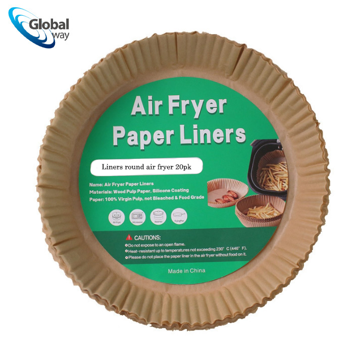 20pcs round lined air fryer paper disposable food grade silicone oil paper for household baking