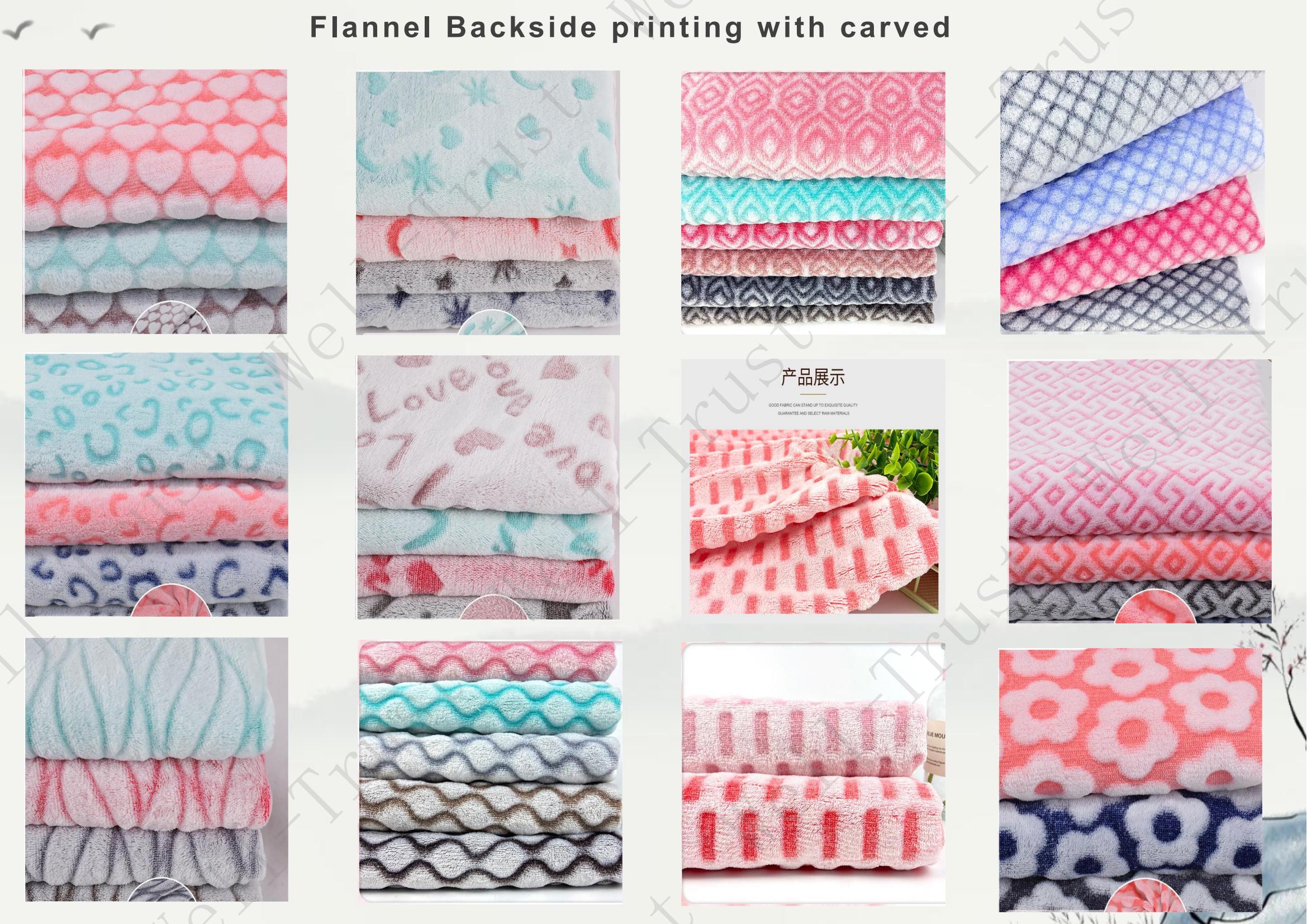Flannel carved blanket with backside printed