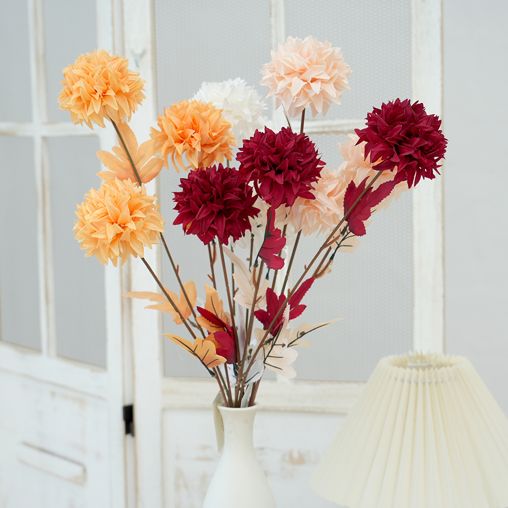 Transworld Artificial Chrysanthemum 9.5cm Flower-diameter 1Head Chrysanthemum Stem For Home Decor