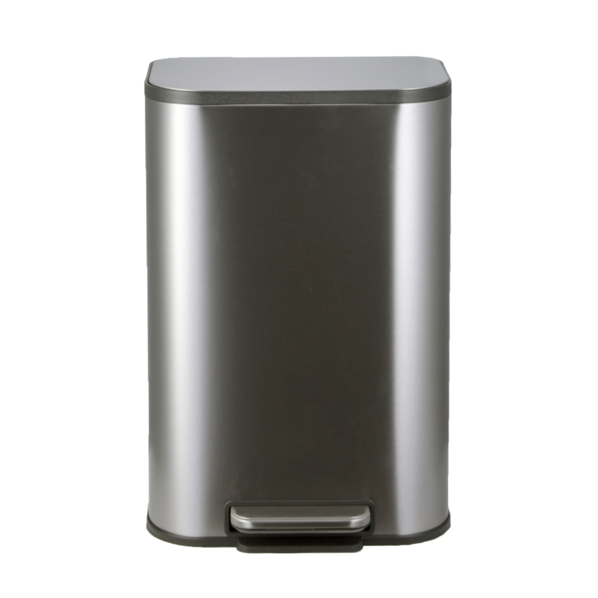 Rectangular metal trash can with thin lid