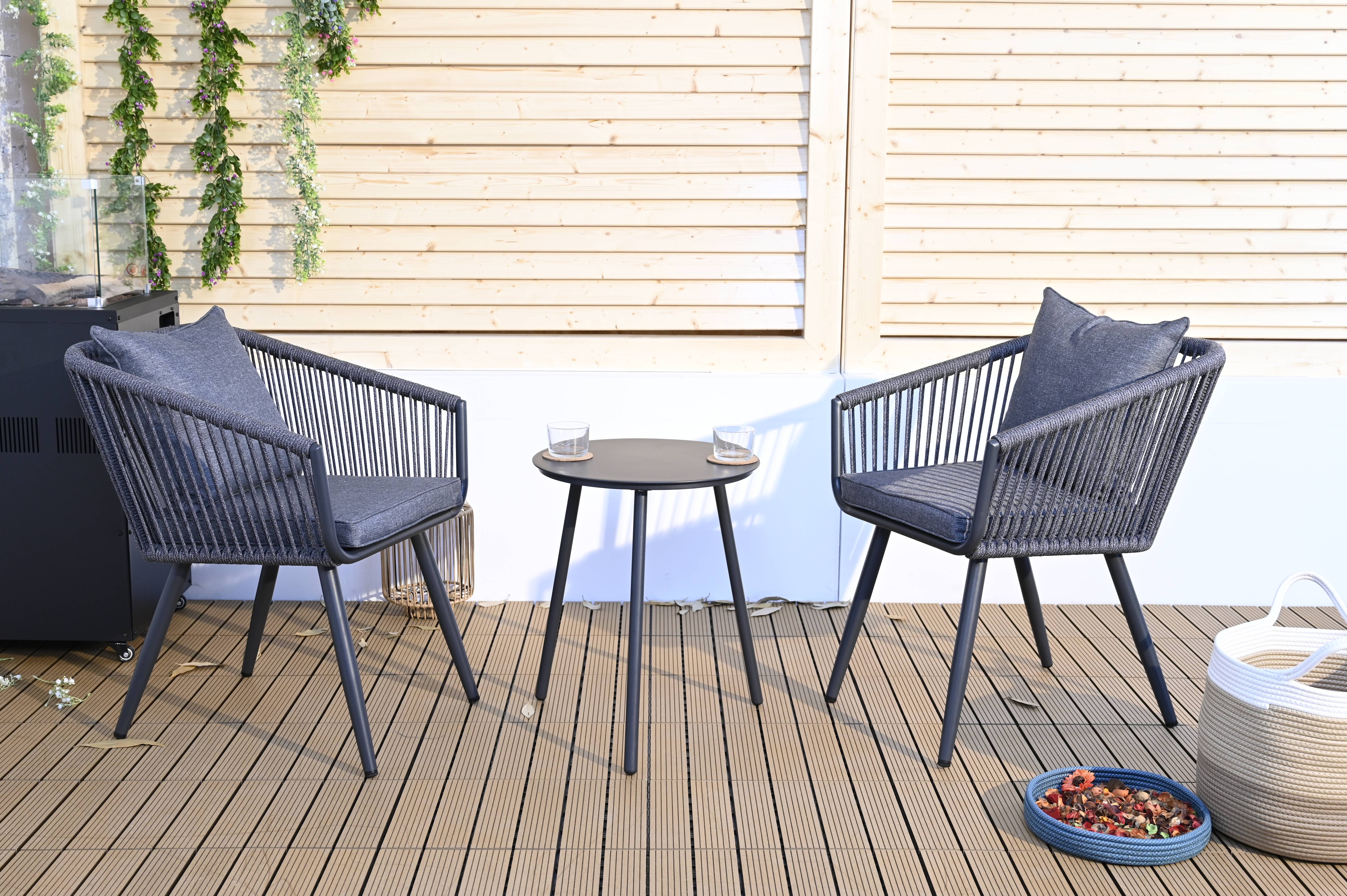 3pcs rope sofa set, alum frame with powder coating