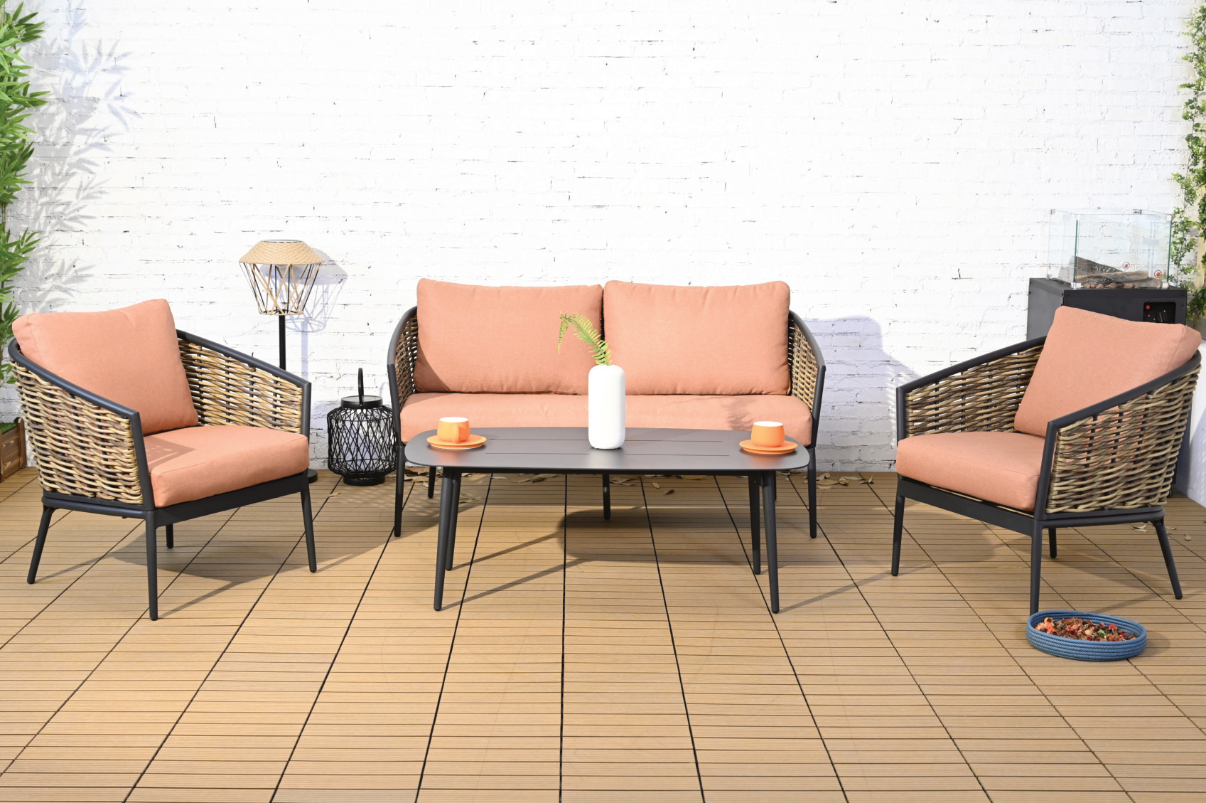 4pcs wicker sofa set,alum frame with powder coating