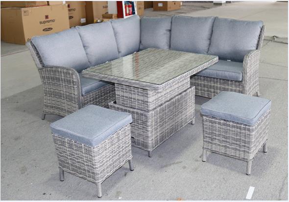 5pcs round & half round rattan set, aluminium frame