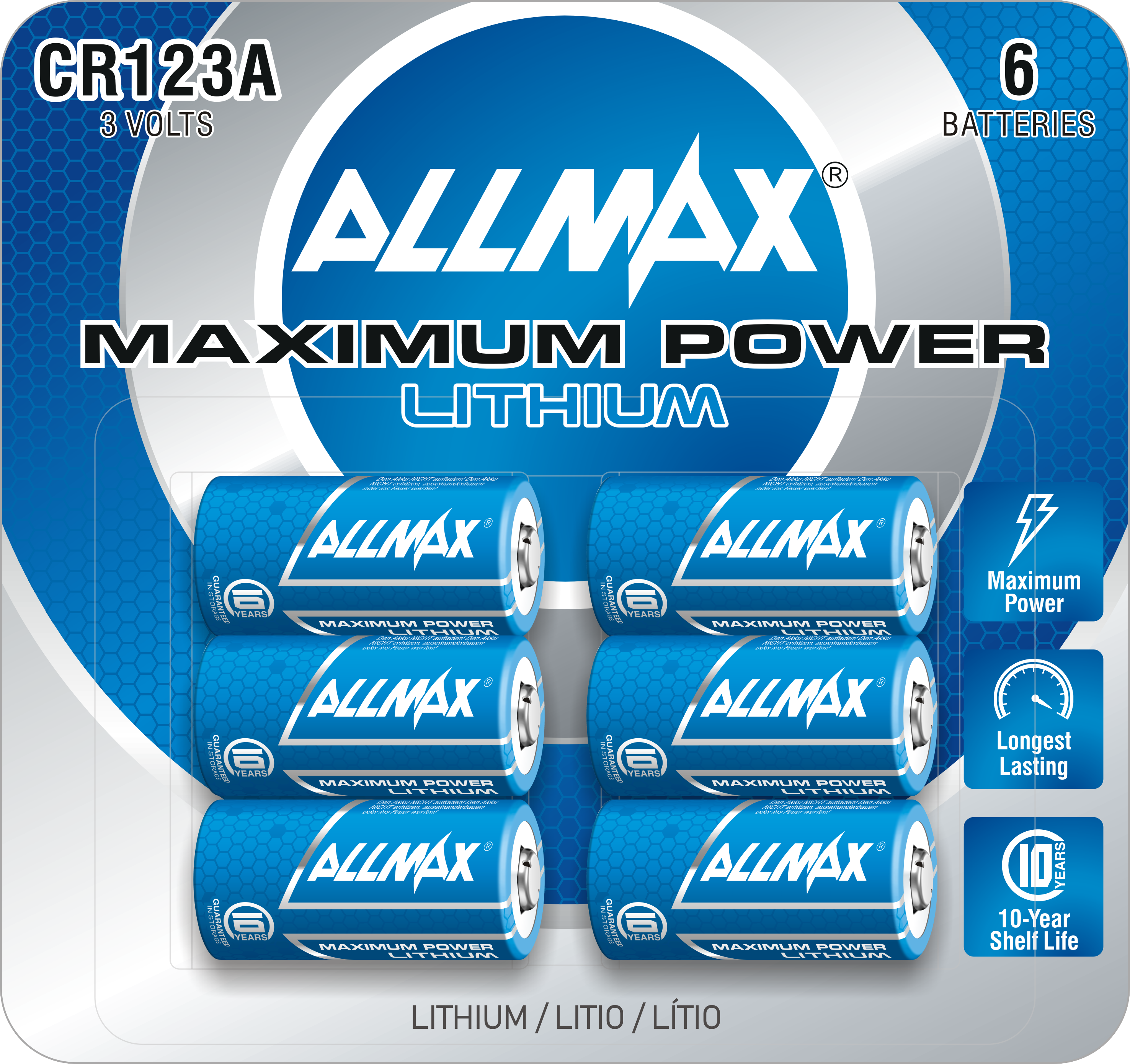Allmax CR123A Lithium Batteries 3V (CR123A-B6-60)