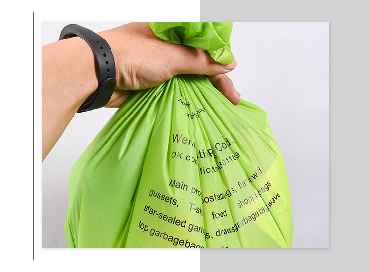 100% biodegradable compostable cornstarch trash bags use for kitchen heavy duty garbage bags